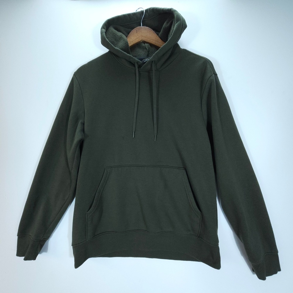 Athletic Works Hoodie Men Medium Green Skate Fleece Pullover Sweatshirt